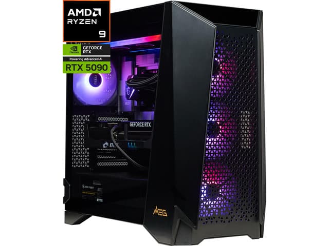 MSI Infinite ZS Gaming Desktop AMD Ryzen 9 9950X3D GeForce RTX 5090 32GB GDDR7 32GB DDR5 2TB NVMe SSD Wi-Fi 6E 1300W 80+ Gold Windows 11 Home VR Ready