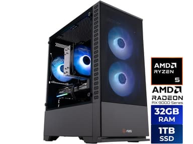 ABS Cyclone Ruby Prebuilt Gaming PC - Windows 11 - AMD Ryzen 5 9600X - Radeon RX 9060 XT 16GB - 32GB DDR5 - 1TB NVMe SSD