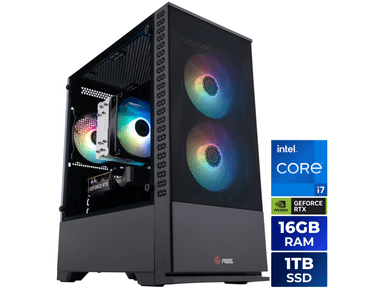 ABS Cyclone Aqua Prebuilt Gaming PC - Windows 11 - Intel Core i7-14700F - GeForce RTX 5060 8GB - DLSS 4 - 16GB DDR4 - 1TB NVMe SSD
