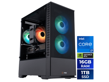 ABS Cyclone Aqua Prebuilt Gaming PC - Windows 11 - Intel Core i7-14700F - GeForce RTX 5060 Ti 16GB - DLSS 4 - 16GB DDR5 - 1TB NVMe SSD