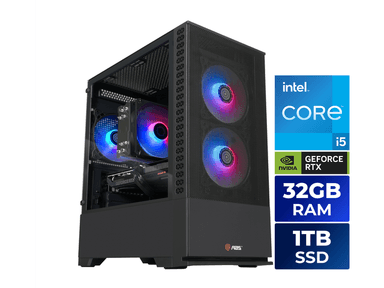 ABS Cyclone Aqua Prebuilt Gaming PC - Windows 11 - Intel Core i5-14400F - GeForce RTX 5060 8GB - DLSS 4 - 32GB DDR4 - 1TB NVMe SSD