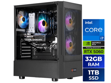 ABS Flavonius Aqua Prebuilt Gaming PC - Windows 11 - Intel Core i7-14700F - GeForce RTX 5060 8GB - DLSS 4 - 32GB DDR4 - 1TB NVMe SSD
