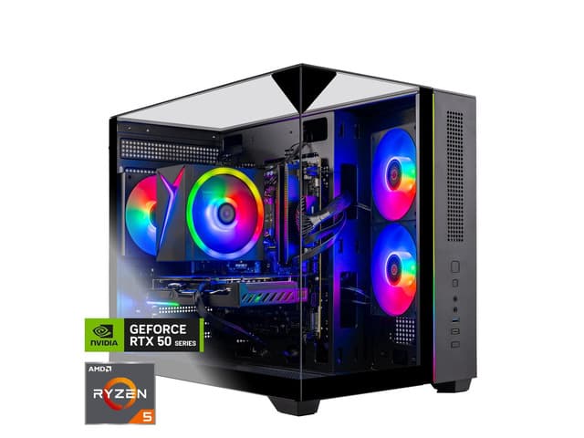 Skytech Gaming Crystal Gaming PC, AMD Ryzen 5 5500 3.6GHz, NVIDIA RTX 5060 Ti 8GB VRAM, 1TB NVMe SSD, 16GB DDR4 RAM 3200, 650W GOLD PSU, Wi-Fi, Win...