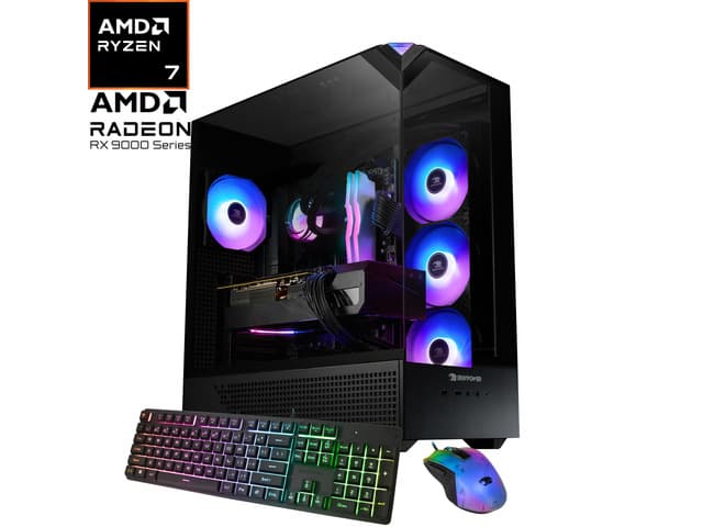 iBUYPOWER Element Gaming PC Desktop Computer AMD Ryzen 7 7800X3D CPU, AMD Radeon RX 9070XT 16GB GPU, 32GB DDR5 RGB RAM, 1TB NVMe SSD, Windows 11...