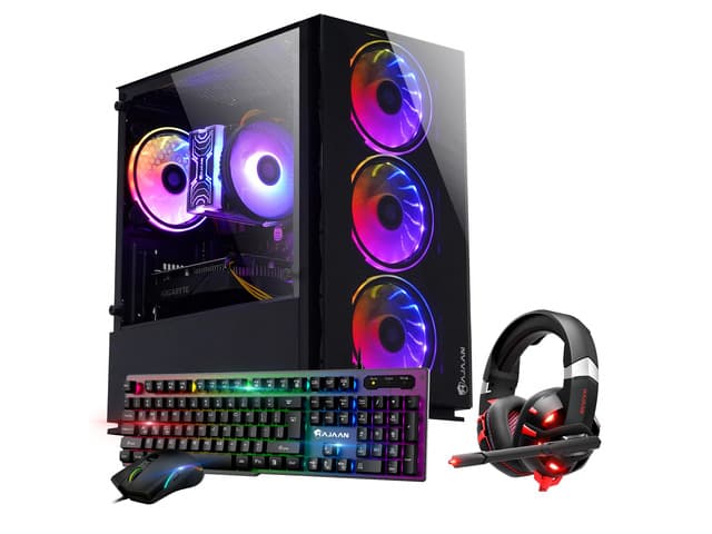 HAJAAN Gaming PC Desktop Tower (Intel 8-Core i7-9700 Processor/16GB DDR4 RAM/1TB SSD/GeForce GTX 1050 Ti 4GB GDDR5/RGB Keyboard Mouse/Headset/WiFi...
