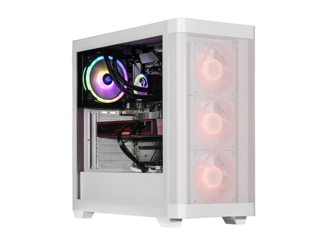 Velztorm White Pilum Custom Built Gaming Desktop PC (AMD Ryzen 7 5700X, Radeon RX 9070 XT, 32GB DDR4, 2TB PCIe SSD, RGB Fans, 120mm AIO, 750W PSU,...