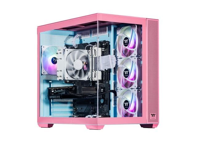 Velztorm Pink Fultix Gaming Desktop PC (AMD Ryzen 5-5500, GeForce RTX 5070 Ti, 32GB DDR4, 2TB PCIe SSD, RGB Fans, 750W PSU, WiFi 5, Bluetooth 5.0,...