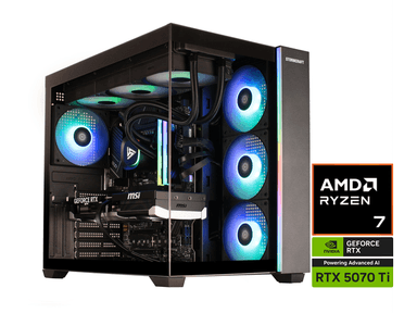 STORMCRAFT Gaming PC FALCON AMD Ryzen 7 7800X3D NVIDIA GeForce RTX 5070TI DDR5 1TB SSD 32GB DDR5 6000MHz RGB 360mm AIO 850W PSU Windows 11 Home -...