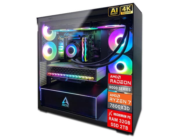 Hachiman PC Kori Gaming PC, AMD Ryzen 7 7800X3D, Radeon RX 9070XT 16GB, 32GB DDR5 6000MHz RGB, 2TB Gen4 NVMe SSD, 360 A-RGB AIO, Wi-Fi 6, Windows...