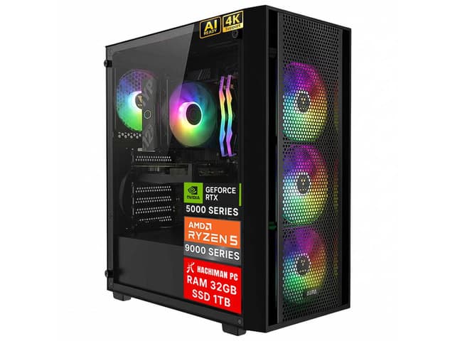 Hachiman PC Ronin Gaming PC, AMD Ryzen 5 9600X, NVIDIA GeForce RTX 5060 8GB, 32GB DDR5 6000MHz RGB, 1TB Gen4 NVMe SSD, Wi-Fi 6, Windows 11 Home,...