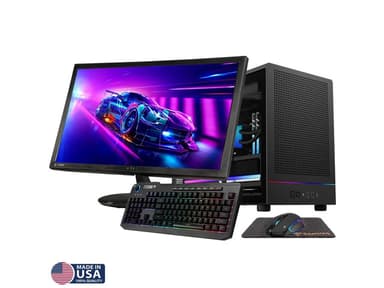 Gigatech Gaming Nova 3 SFF Gaming PC Desktop Bundle - Ryzen 5 5500, RTX 5050, 32GB DDR4, 1TB SSD, RGB, Windows 11, Wi-Fi, Monitor