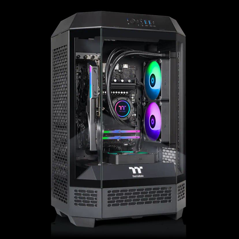Thermaltake - LCGS Reactor 8796X Gaming Desktop AMD Ryzen 7 8700F 2024 32GB Memory AMD Radeon RX 9060 XT 16GB 1TB SSD NVMe M.2 - Black