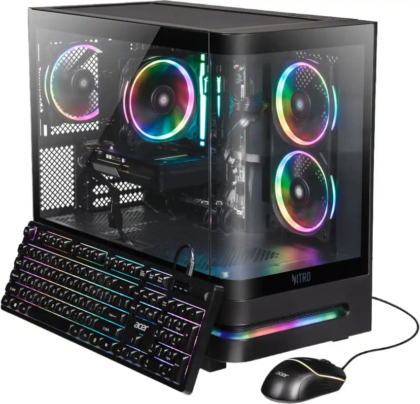 Acer - Nitro 65 Gaming Desktop - AMD Ryzen 9 9900X 2024 - NVIDIA GeForce RTX 5070 - 32GB DDR5 Memory – 1TB Storage - Black