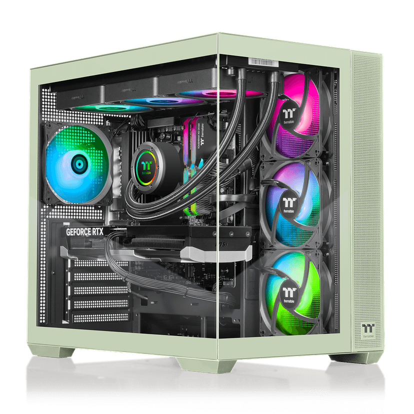 Thermaltake - LCGS View 9870M-380 Gaming Desktop AMD Ryzen 7 9800X3D 2024, 32GB DDR5 Memory, NVIDIA GeForce RTX 5070, 2TB NVMe M.2 - Green