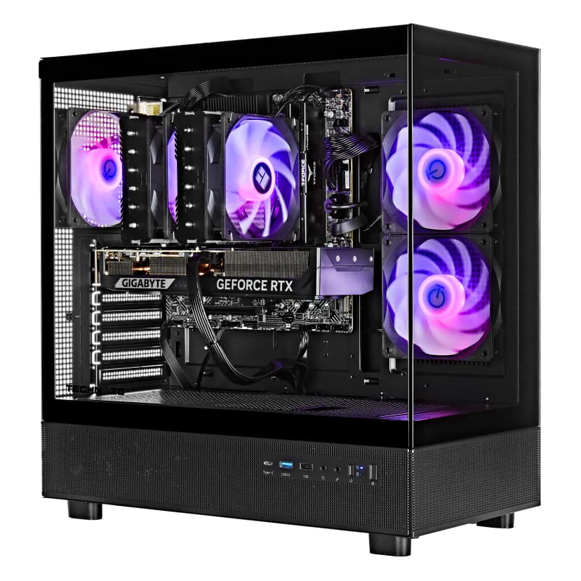 TECHNOID - Glass –NVIDIA GeForce RTX 5070 Ti –Intel Core i7-14700KF –32GB DDR5 –2TB SSD –AI Ready –VR Compatible –Win 11 Home - Black