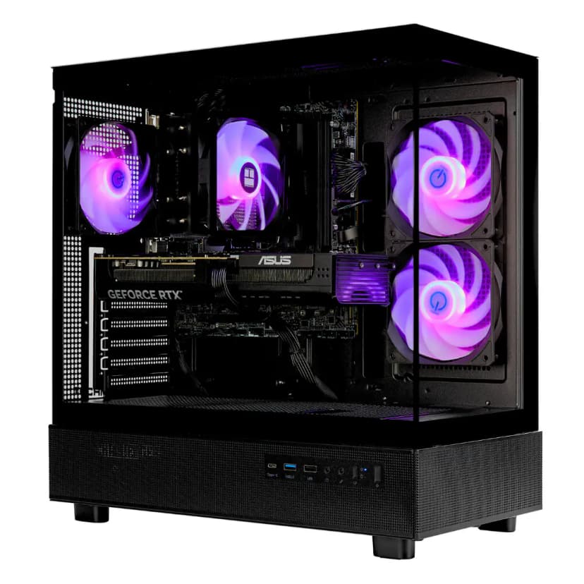 TECHNOID - Glass –NVIDIA Geforce RTX 5070 Ti–AMD Ryzen 7 9700X – 64GB DDR5 –2TB SSD –AI Ready –VR Compatible –Win 11 Home - Black