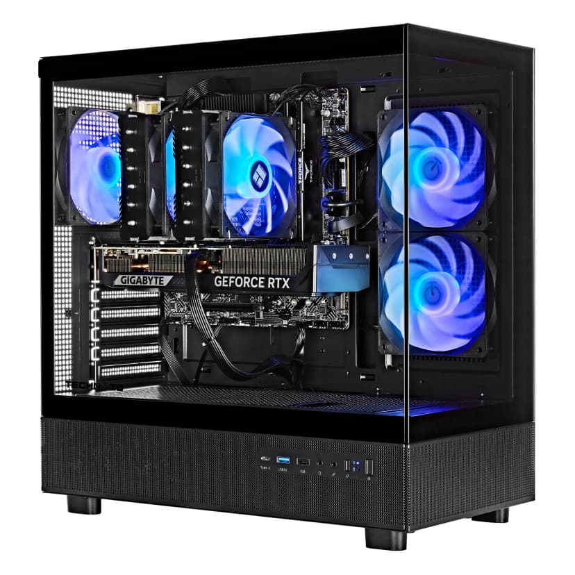 TECHNOID - Glass –NVIDIA GeForce RTX 5070 Ti–Ryzen 7 7700–32GB DDR5–1TB SSD–AI Ready–VR Compatible–Win 11 Home - Black