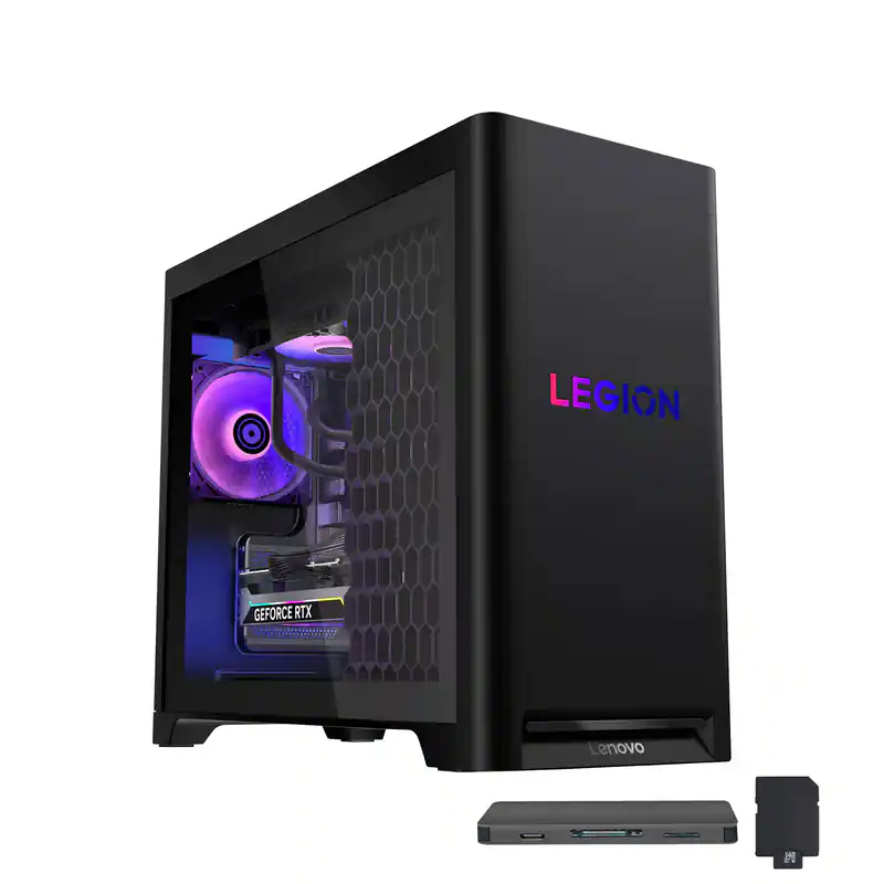 Lenovo - Upgraded - Legion T5 Gaming Desktop,Intel Ultra 7 265F,GeForce RTX 5060 Ti,64GB DDR5,4TB SSD+1TB Dock Set,Win 11 Pro - Black