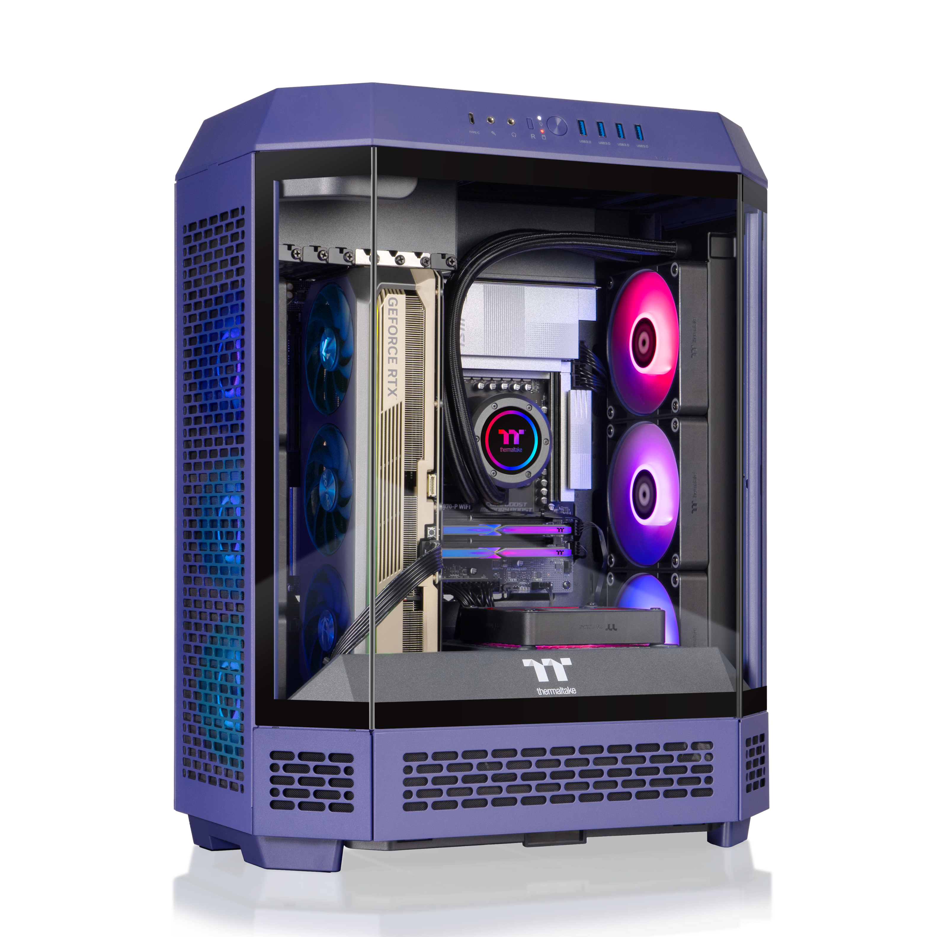 Thermaltake - LCGS Reactor 9880F Gaming Desktop AMD Ryzen 7 9800X3D 2024, 32GB DDR5 Memory, NVIDIA GeForce RTX 5080, 2TB NVMe M.2 - Purple