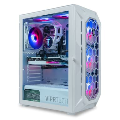 ViprTech - Ghost 3.0 Liquid-Cooled PC - AMD Ryzen 7 (4.4Ghz), RTX 4060 8GB, 16GB DDR4, 1TB SSD, Gaming Computer - White