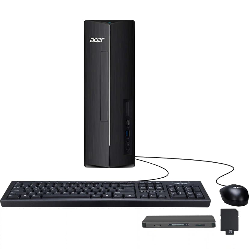 Acer - Upgraded - Aspire XC1715 Desktop,Intel Processor N150,16GB DDR5,512GB SSD+1TB Dock Set,Win 11 Pro,USB Keyboard&Mouse - Black