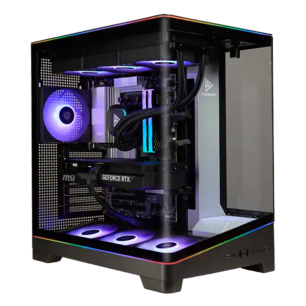 STORMCRAFT - Gaming PC VALKYRIE AMD Ryzen 7 9800X3D NVIDIA GeForce 5070TI 2TB SSD 32GB DDR5 6000MHZ RGB 360mm AIO - VA980XDCC-57TB1 - Black