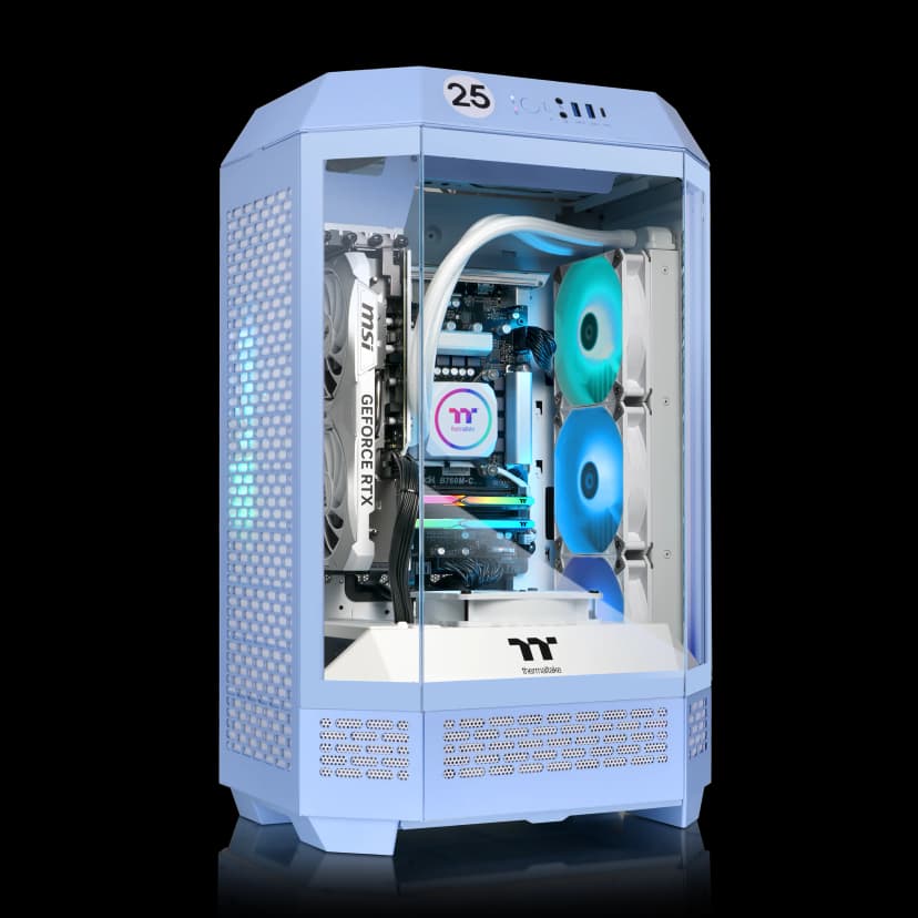 Thermaltake - LCGS Reactor 7870TH Gaming Desktop AMD Ryzen 7 7800X3D 2023 32GB Memory NVIDIA GeForce RTX 5070 Ti 2TB SSD NVMe M.2 - Blue