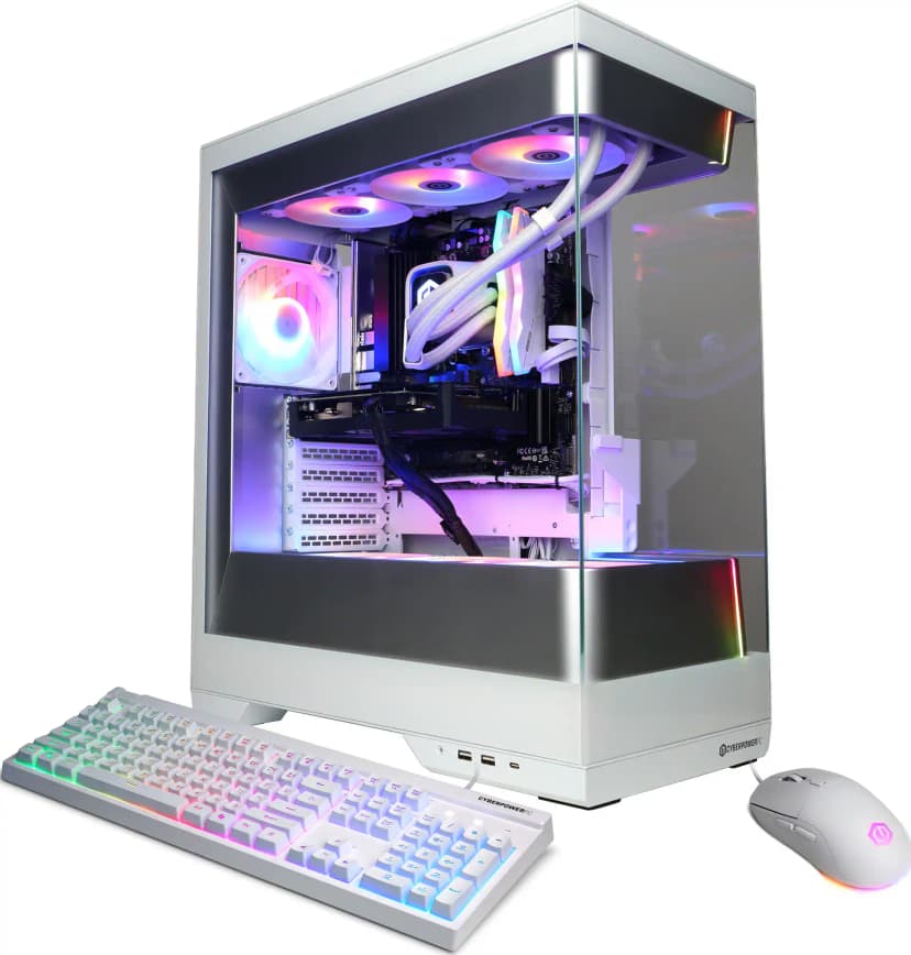CyberPowerPC - Gaming Desktop - AMD Ryzen 7 9800X3D - AMD Radeon RX 9060 XT 16GB - 32GB DDR5 - 2TB PCIe 4.0 SSD - White