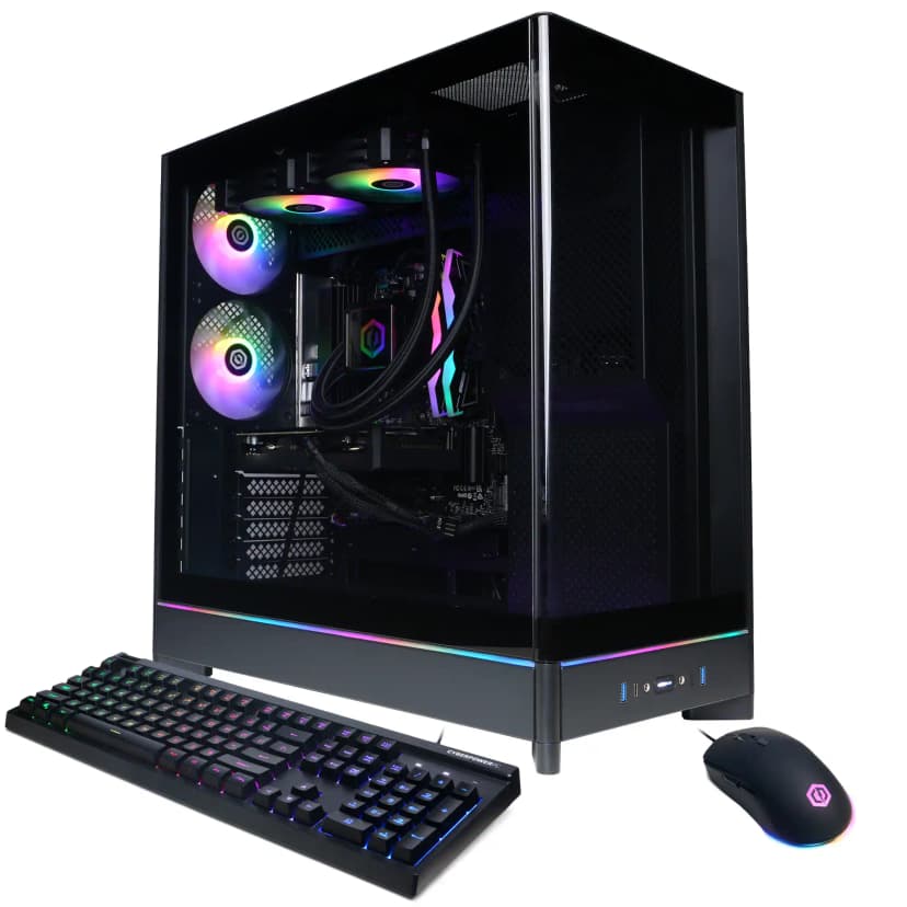 CyberPowerPC - Gaming Desktop - AMD Ryzen 7 9700X 2024 - AMD Radeon RX 9060 XT 16GB - 32GB DDR5 Memory - 2TB SSD Storage - Black