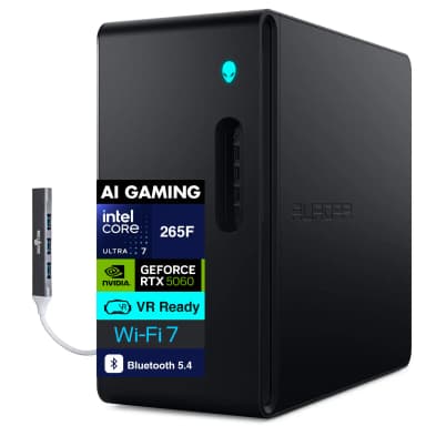 Alienware - Upgraded - Aurora ACT1250 Desktop PC (Intel Ultra 7 265F, 64GB DDR5, 2TB PCIe SSD, Win 11 Pro) w/USB Hub - Black