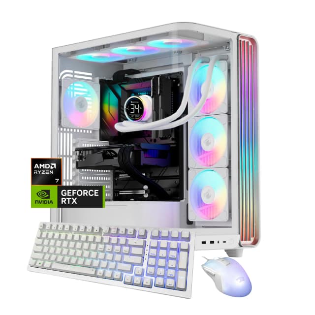 iBUYPOWER - Trace Gaming Desktop PC AMD Ryzen 7 9800X3D 2025 NVIDIA GeForce RTX 5070Ti 16GB 32GB DDR5 2TB SSD Storage - White