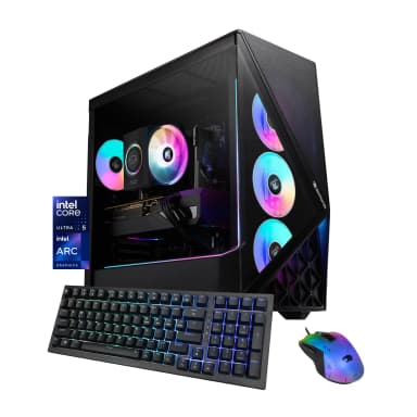 iBUYPOWER - Slate Gaming Desktop PC Intel Core Ultra 5 225F 2025 INTEL Arc B570 10GB 16GB DDR5 1TB NVMe SSD Storage - Black