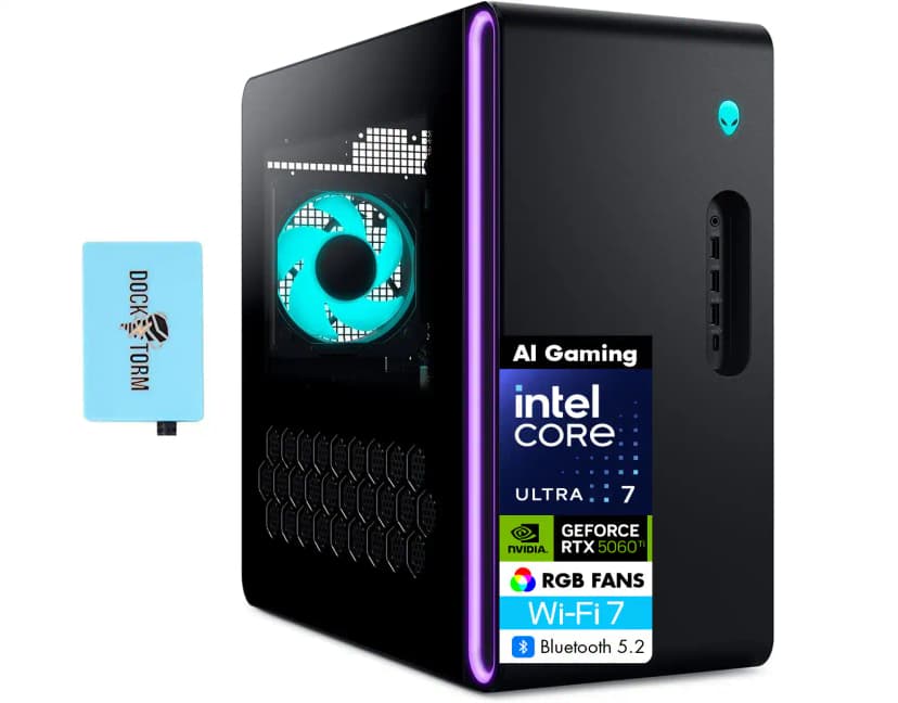 Alienware - Upgraded - Aurora Desktop PC (Intel Ultra 7 265F, 32GB DDR5, 2TB PCIe SSD, Win 11 Pro) w/USB Hub - Black