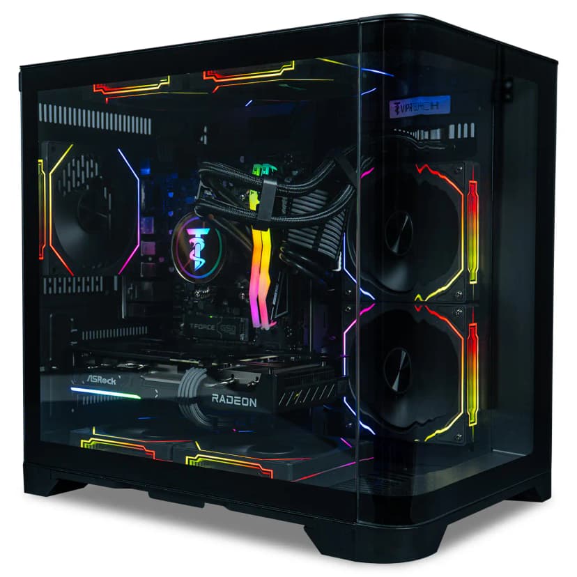 ViprTech - Reaper 2.5 Liquid-Cooled PC - AMD Ryzen 7 8700F 5.0Ghz, RX 9060 XT 16GB, 16GB DDR5, 1TB SSD, Gaming Computer, B - Black
