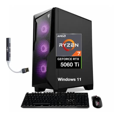 MSI - Upgraded - Codex Z2 Desktop PC (Ryzen 7 8700F, 32GB, 2TB SSD, GeForce RTX 5060 Ti, RGB KB, WiFi 7, Win 11 Pro) w/USB Hub - Black