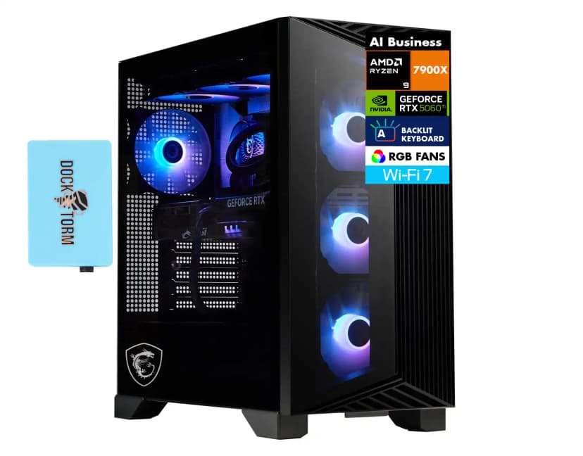 MSI - Aegis ZS2 Desktop PC (AMD Ryzen 9 7900X, 32GB DDR5, 1TB SSD, GeForce RTX 5060 Ti, Win 11 Home) w/USB Hub - Black
