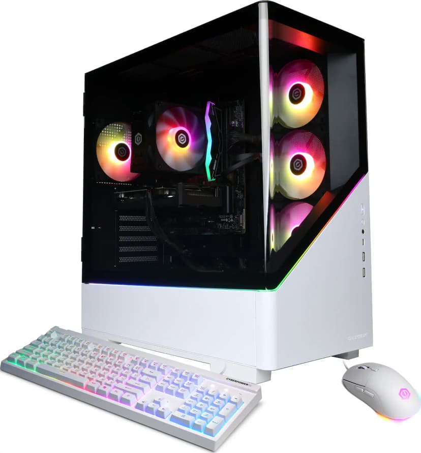 CyberPowerPC - Gaming Desktop - Intel Core Ultra 7 265F 2025 - NVIDIA GeForce RTX 5050 8GB - 16GB DDR5 Memory - 2TB SSD Storage - White