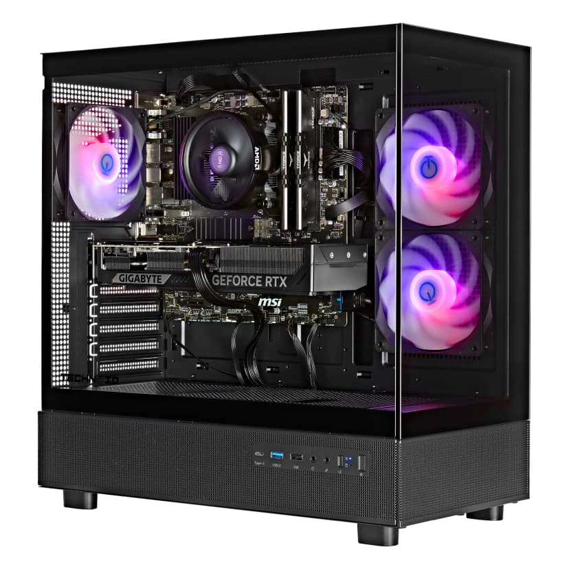 TECHNOID - Glass –NVIDIA Geforce RTX 5070 –AMD Ryzen 7 5700 –32GB DDR4 –1TB SSD –AI Ready –VR Compatible –Win 11 Home - Black