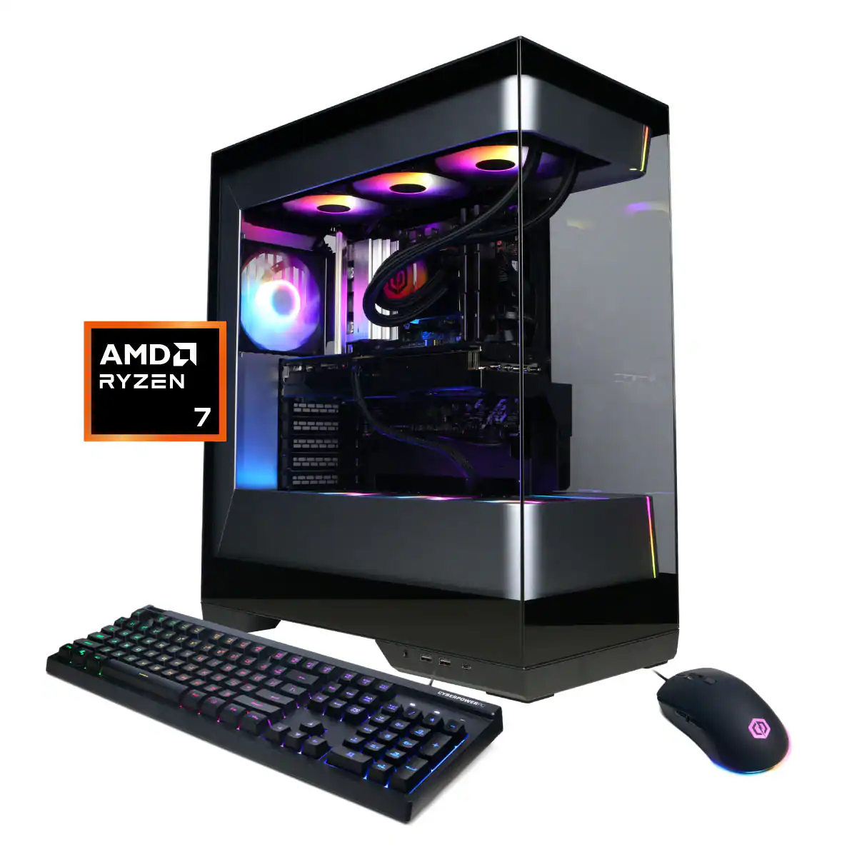 CyberPowerPC - Gaming Desktop - AMD Ryzen 7 9800X3D 2024 - NVIDIA GeForce RTX 5070 12GB - 32GB DDR5 Memory - 2TB SSD Storage - Black