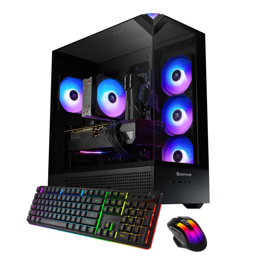 iBUYPOWER - Element Gaming Desktop PC - AMD Ryzen 7 8700F, NVIDIA GeForce RTX 5060Ti 16GB, 32GB DDR5 RAM, 2TB NVMe SSD_EBA7N56T05 - Black