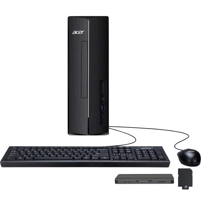 Acer - Upgraded - Aspire XC1715 Desktop,Intel Processor N150,16GB DDR5,1TB SSD+1TB Dock Set,Win 11 Pro,USB Keyboard&Mouse - Black