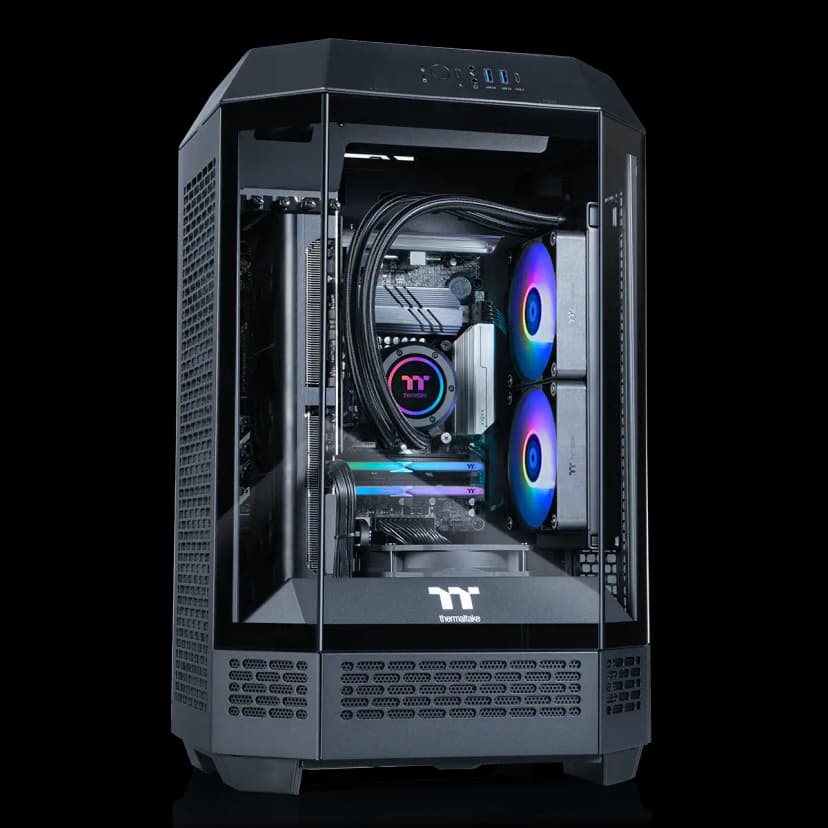 Thermaltake - LCGS Reactor 7897X Gaming Desktop AMD Ryzen 7 7800X3D 2023 32GB Memory Radeon RX 9070 XT 2TB SSD NVMe M.2 - Black