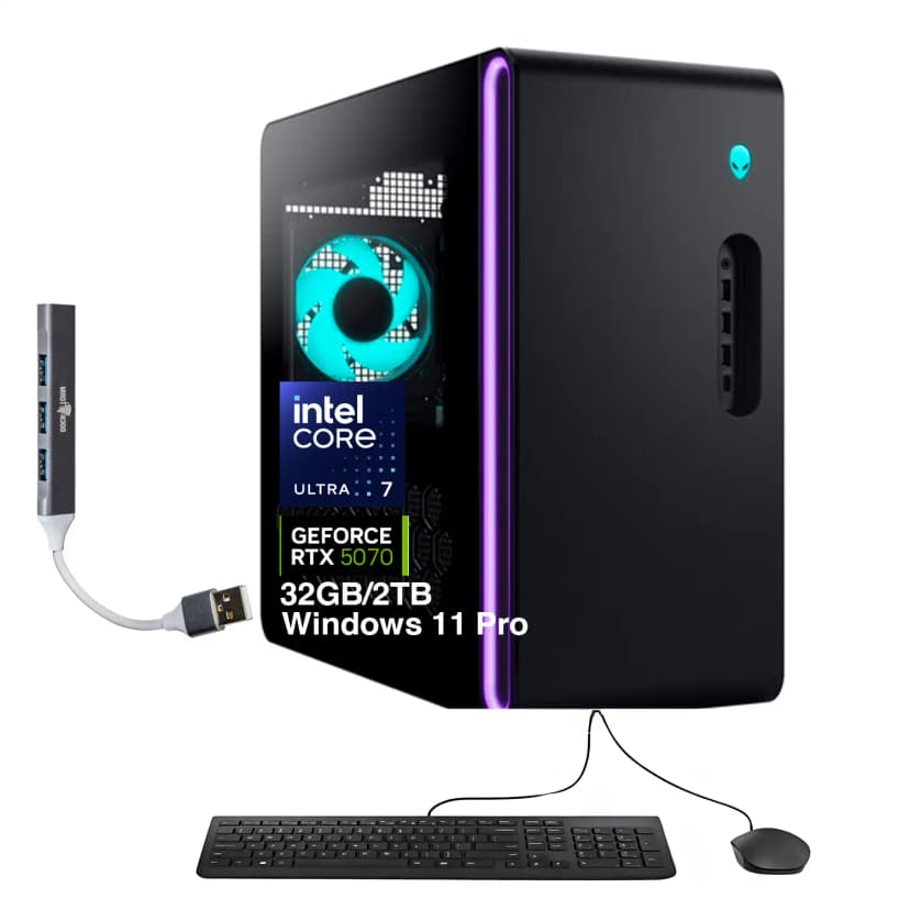 Alienware - Upgraded - Aurora ACT1250 Desktop PC (Ultra 7 265F, 32GB, 2TB SSD, GeForce RTX 5070, WiFi 7, Win 11 Pro) w/USB Hub - Black