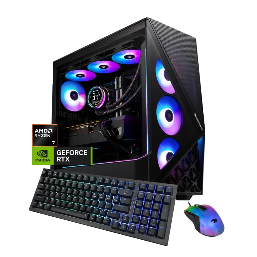 iBUYPOWER - Slate Gaming Desktop PC - AMD Ryzen 7 7700X3D 2026 NVIDIA GeForce RTX 5070 12GB 32GB DDR5 1TB NVMe SSD Storage - Black