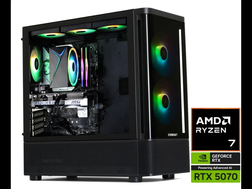 STORMCRAFT - SKYHAWK PRO PC: Ryzen 7 7700, RTX 5070, 32GB DDR5, 2TB NVMe, 850W PSU, Win 11