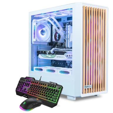 ViprTech - Overlord 2.0 Wood Gaming PC - AMD Ryzen 9 3900X 4.6Ghz Liquid Cooled, AMD RX 9060 XT 16GB, 32GB RAM, 1TB SSD, W - White