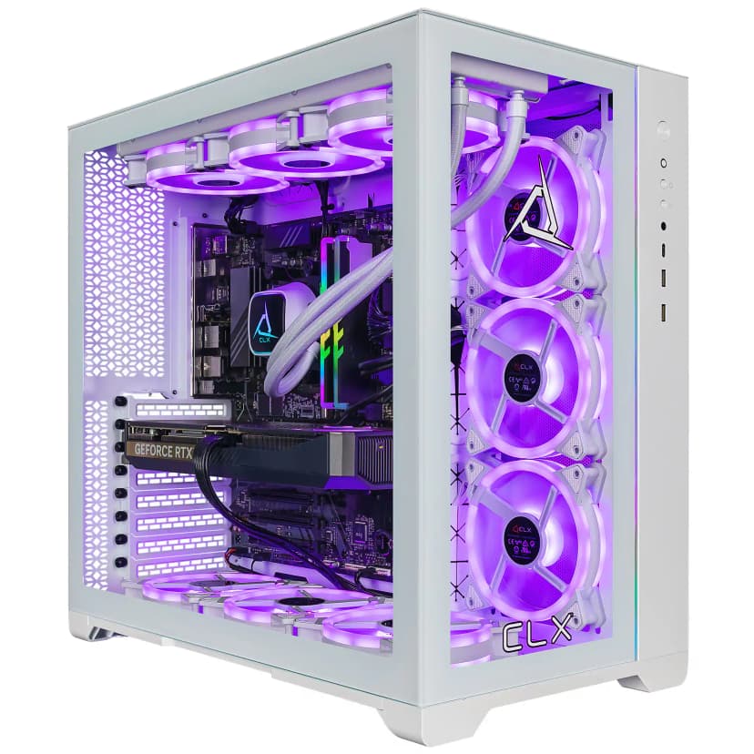 CLX - SET Gaming Desktop - AMD Ryzen 7 7800X3D- 64GB DDR5 5600 Memory-GeForce RTX 5070 - 2TB NVMe M.2 SSD, 6TB HDD Storage - White