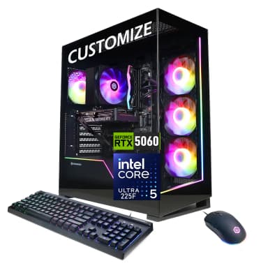 CyberPowerPC - Upgraded - Gaming Tower Desktop - Intel Core Ultra 5 225F - NVIDIA GeForce RTX 5060 - 48GB DDR5 RAM 2TB SSD- RGB Backlit KB - Black