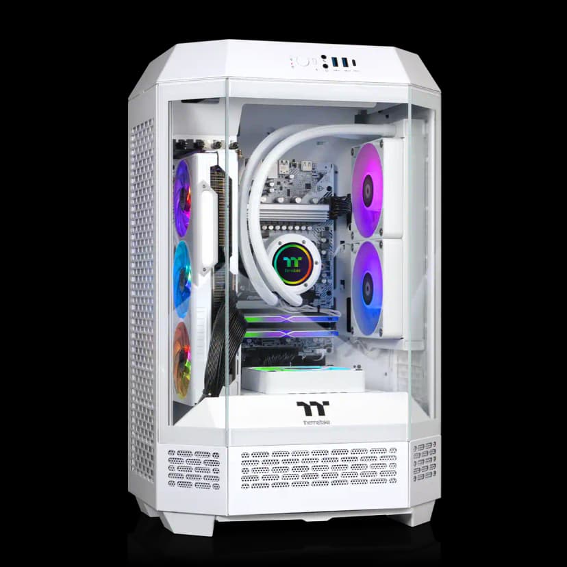 Thermaltake - LCGS Reactor 7696XS Gaming Desktop AMD Ryzen 5 7600X 2022 32GB Memory AMD Radeon RX 9060 XT 16GB 2TB SSD NVMe M.2 - White