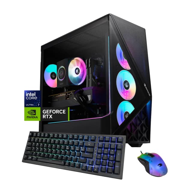 iBUYPOWER - Slate Gaming Desktop PC Intel Core Ultra 7 265F 2025 NVIDIA GeForce RTX 5060Ti 8GB 32GB DDR5 2TB SSD Storage - Black